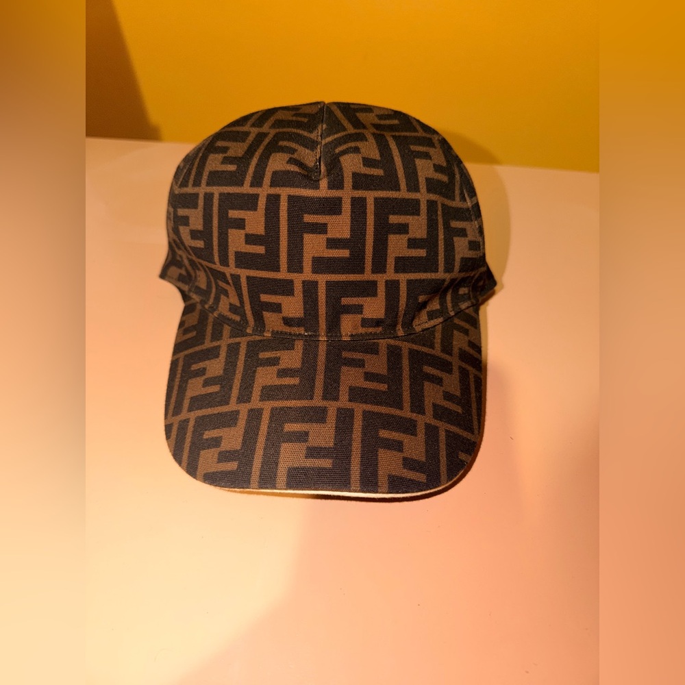Authentic Fendi Black and Brown Monogram Cap